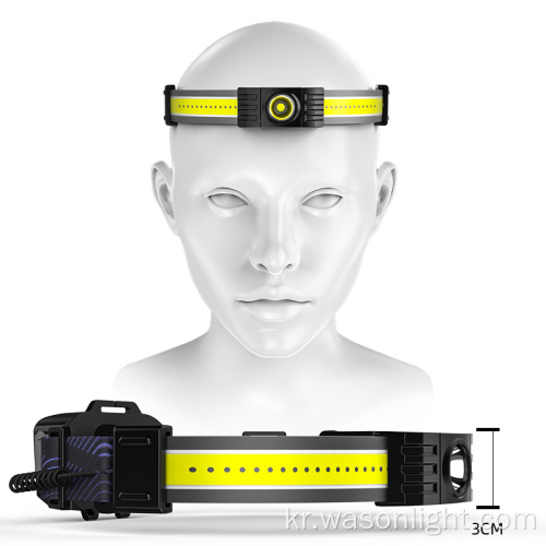 Wason New Best Seller Full Vision Headlamp Broad Beam Type-C 충전식 공장 야외 강력한 강력한 Cob LED 헤드 램프